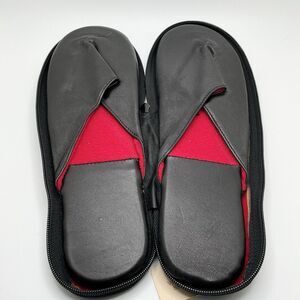 Vintage 90s Victoria’s Secret Leather Travel Slippers | Zippered Case | Wm. L/XL